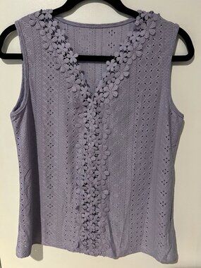 Shein Purple Women's Lace Panel Tank Top Size Small Sleeveless